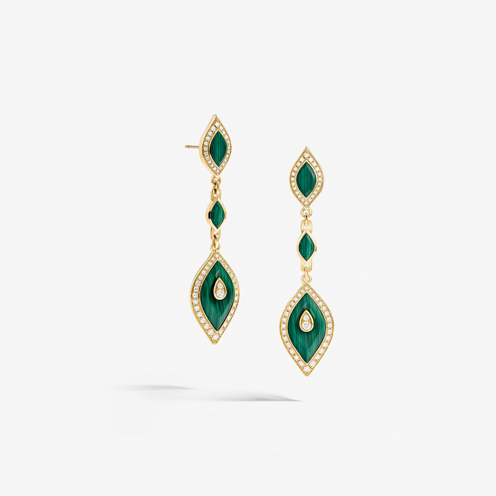 Ondes Forever drop earrings with malachites